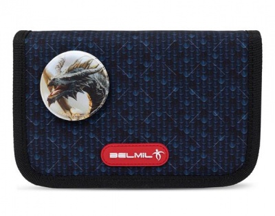 Tolltartó, klapnis, cipzáras, BELMIL "World of Dragons", fekete, sárkányok világa