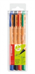 Filctoll készlet, 0,8 mm, STABILO "Greenpoint", 4 különböző szín