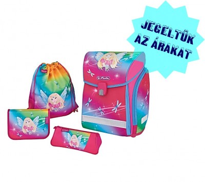 Herlitz alsós merevfalú ergonomikus iskolatáska mágneszáras Midi Plus Rainbow Fairy