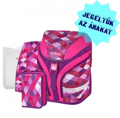 Herlitz alsós ergonomikus iskolatáska Motion Plus Pink Cubes